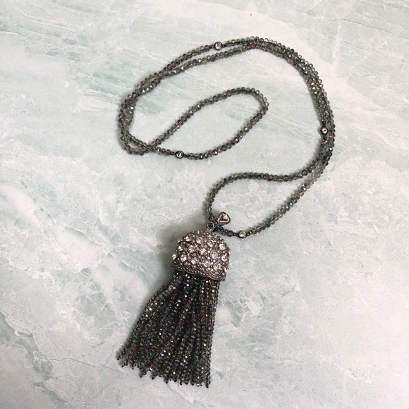 Joan Boyce Jewelry - Joan Boyce light green crystal tassel necklace